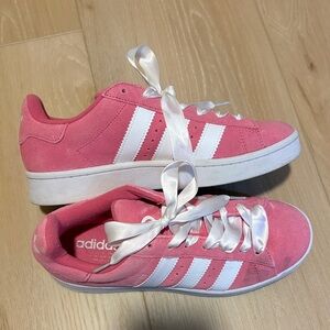 Adidas Pink Suede Sneakers with White Accents
